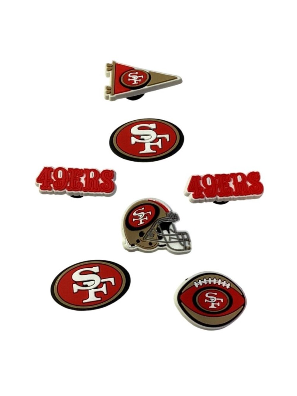 7 pcs San Fran 49ers Rubber Shoe Charms New